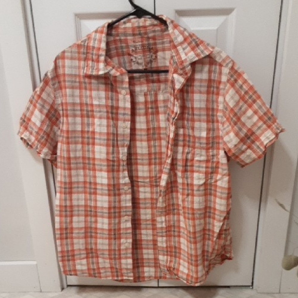 Arizona Jean Company Red and White Plaid Shirt